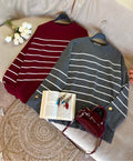 Pull long à rayures fines